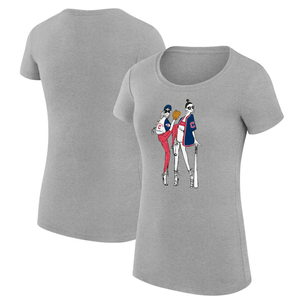 Cleveland Guardians G-III 4Her by Carl Banks Women's Super-Slim Fit Lightweight Baseball Girls T-Shirt - Heather Gray T-shirts