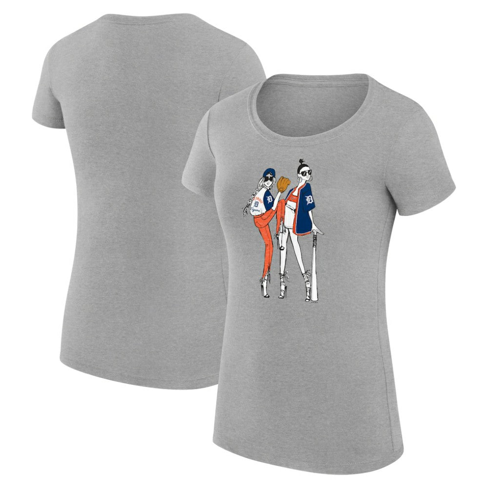 Detroit Tigers G-III 4Her by Carl Banks Women's Super-Slim Fit Lightweight Baseball Girls T-Shirt - Heather Gray T-shirts
