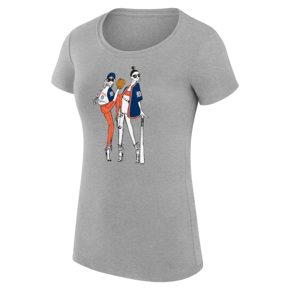 Detroit Tigers G-III 4Her by Carl Banks Women's Super-Slim Fit Lightweight Baseball Girls T-Shirt - Heather Gray T-shirts