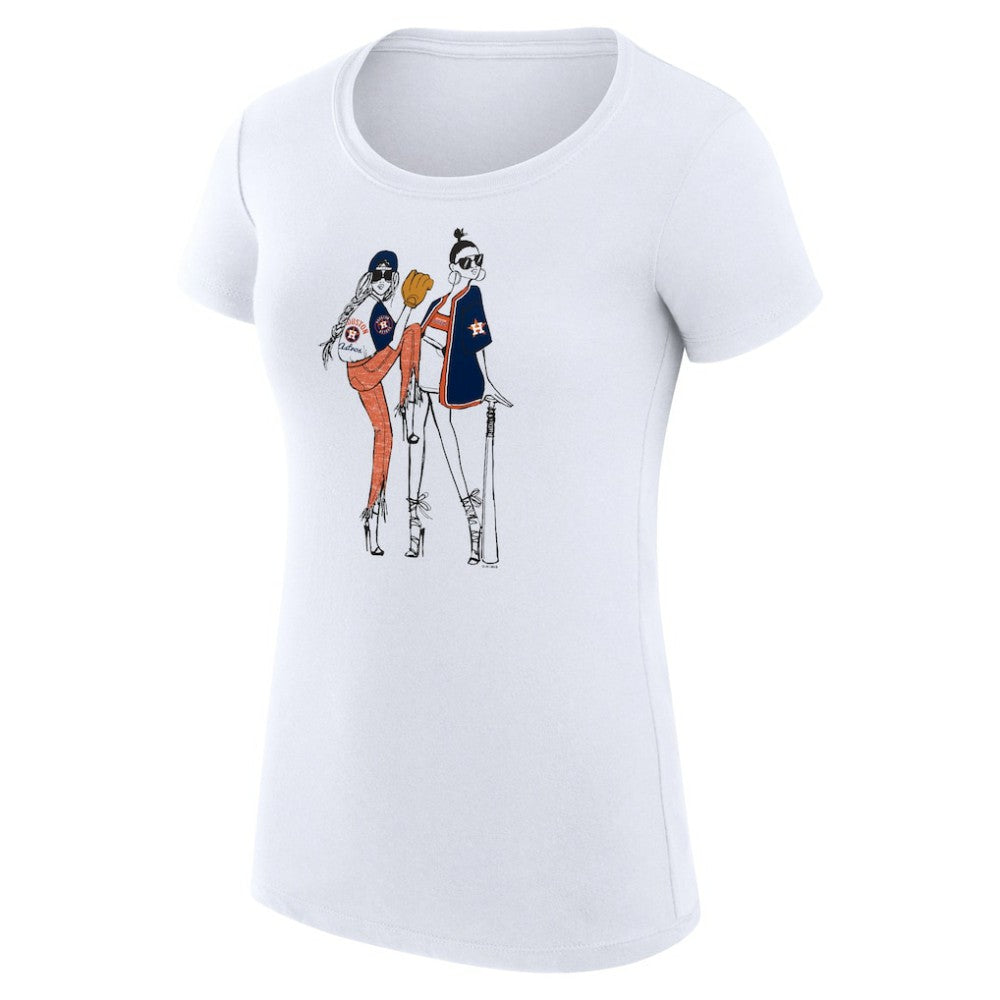 Houston Astros G-III 4Her by Carl Banks Women's Super-Slim Fit Lightweight Baseball Girls T-Shirt - White T-shirts