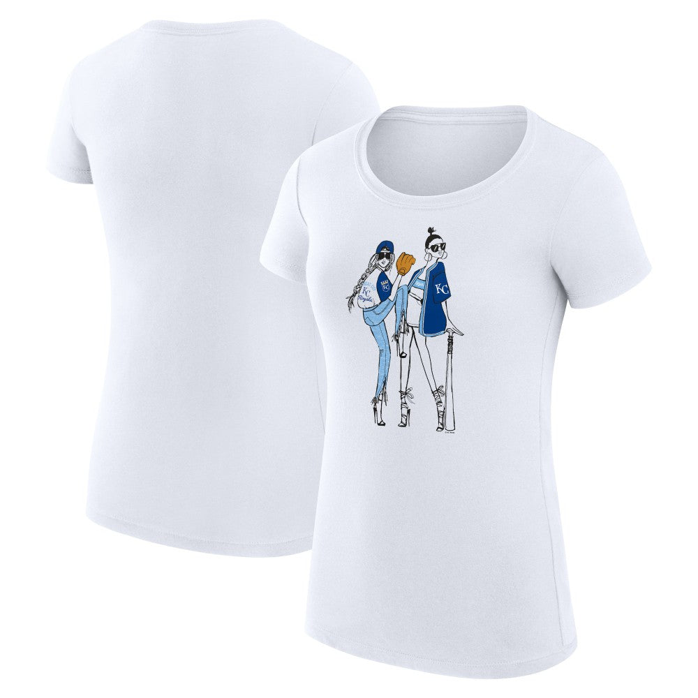 Kansas City Royals G-III 4Her by Carl Banks Women's Super-Slim Fit Lightweight Baseball Girls T-Shirt - White T-shirts