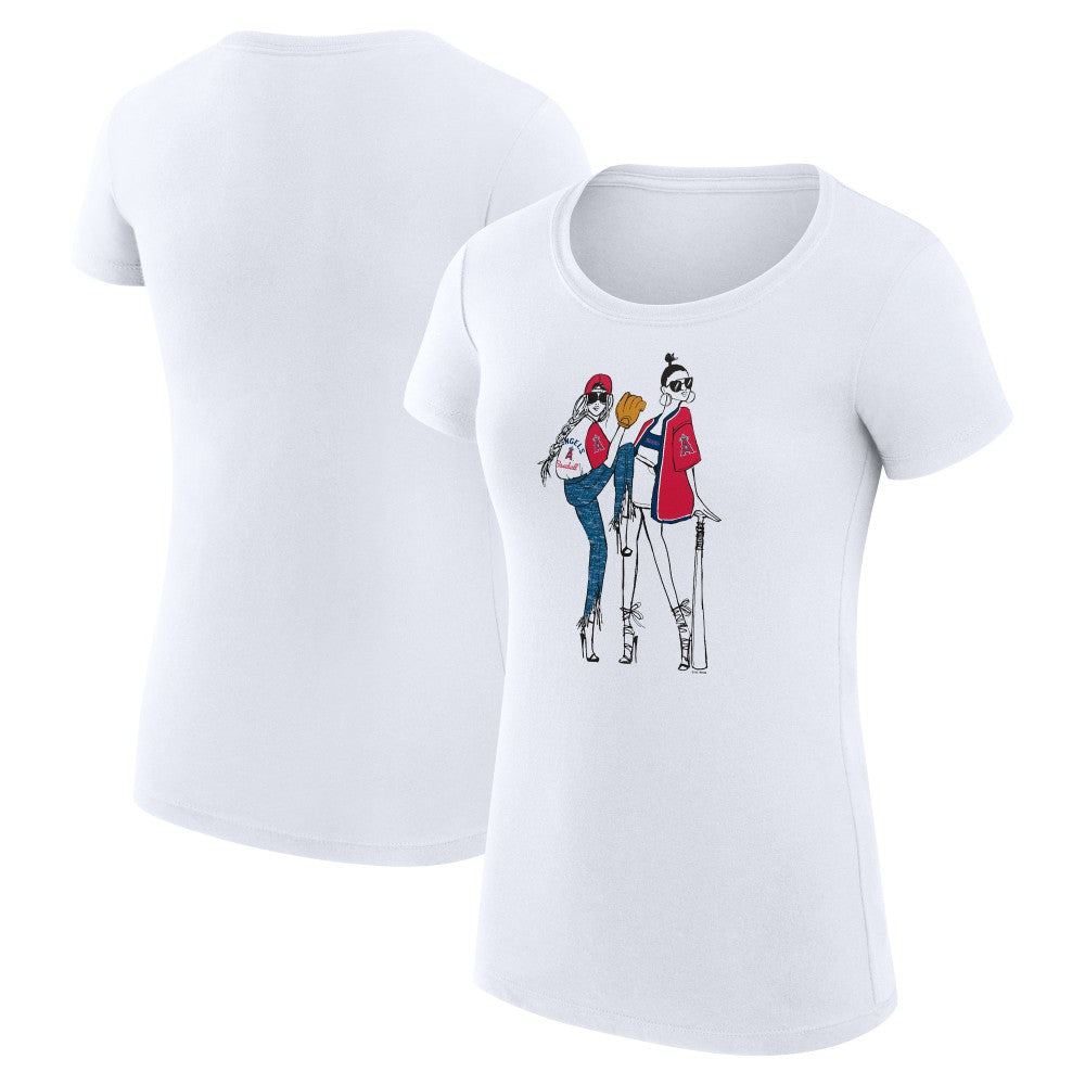 Los Angeles Angels G-III 4Her by Carl Banks Women's Super-Slim Fit Lightweight Baseball Girls T-Shirt - White T-shirts