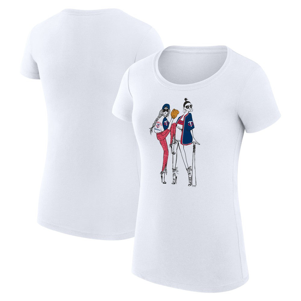 Minnesota Twins G-III 4Her by Carl Banks Women's Super-Slim Fit Lightweight Baseball Girls T-Shirt - White T-shirts