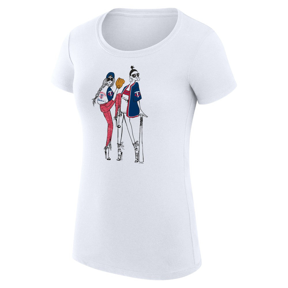 Minnesota Twins G-III 4Her by Carl Banks Women's Super-Slim Fit Lightweight Baseball Girls T-Shirt - White T-shirts
