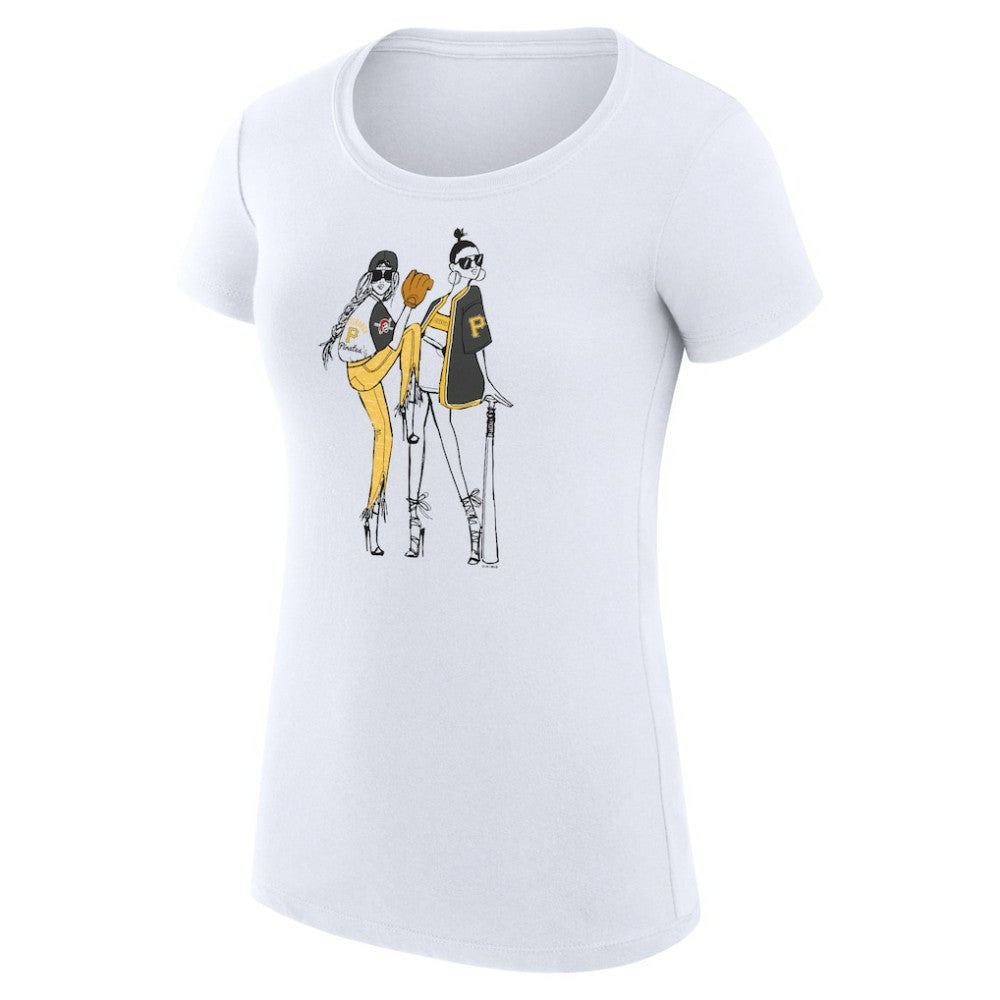 Pittsburgh Pirates G-III 4Her by Carl Banks Women's Super-Slim Fit Lightweight Baseball Girls T-Shirt - White T-shirts
