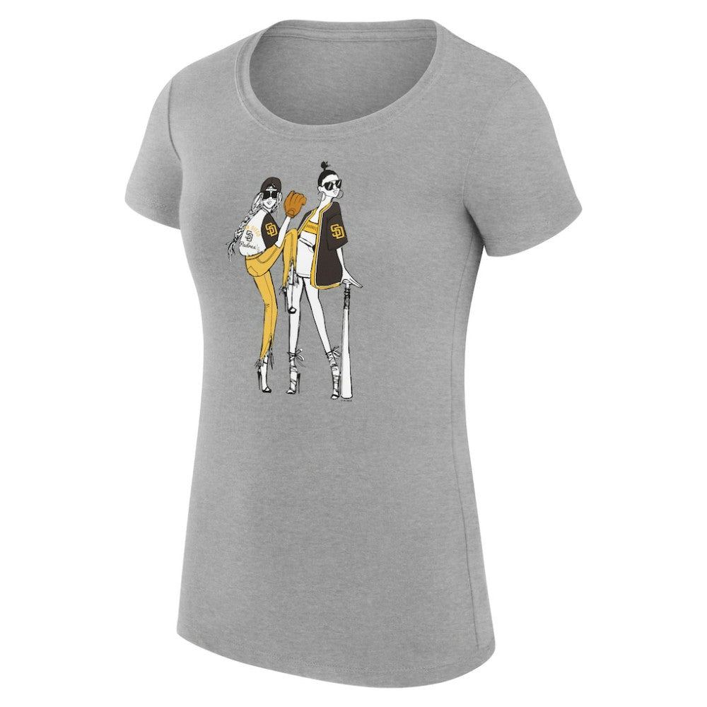 San Diego Padres G-III 4Her by Carl Banks Women's Super-Slim Fit Lightweight Baseball Girls T-Shirt - Heather Gray T-shirts