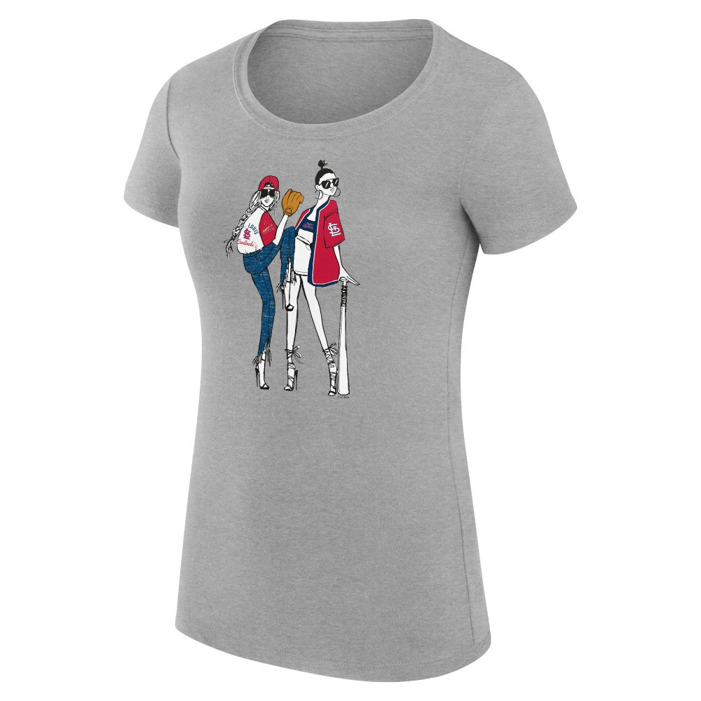St. Louis Cardinals G-III 4Her by Carl Banks Women's Super-Slim Fit Lightweight Baseball Girls T-Shirt - Heather Gray T-shirts