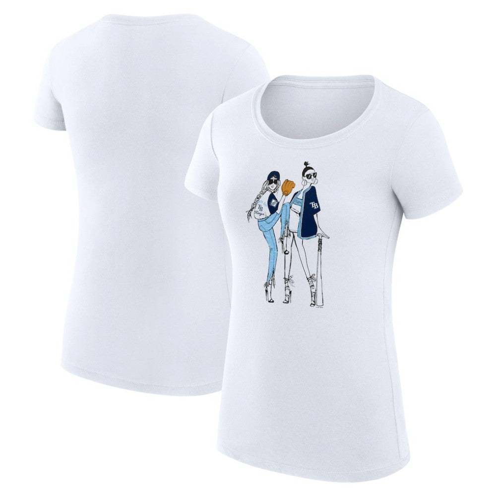 Tampa Bay Rays G-III 4Her by Carl Banks Women's Super-Slim Fit Lightweight Baseball Girls T-Shirt - White T-shirts