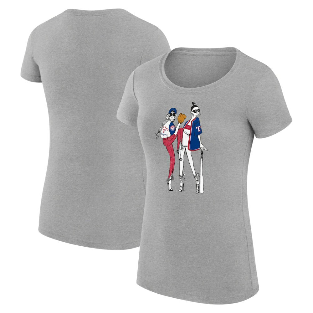 Texas Rangers G-III 4Her by Carl Banks Women's Super-Slim Fit Lightweight Baseball Girls T-Shirt - Heather Gray T-shirts