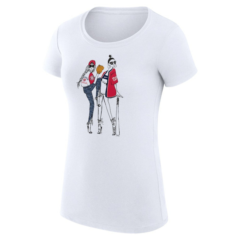 Washington Nationals G-III 4Her by Carl Banks Women's Super-Slim Fit Lightweight Baseball Girls T-Shirt - White T-shirts