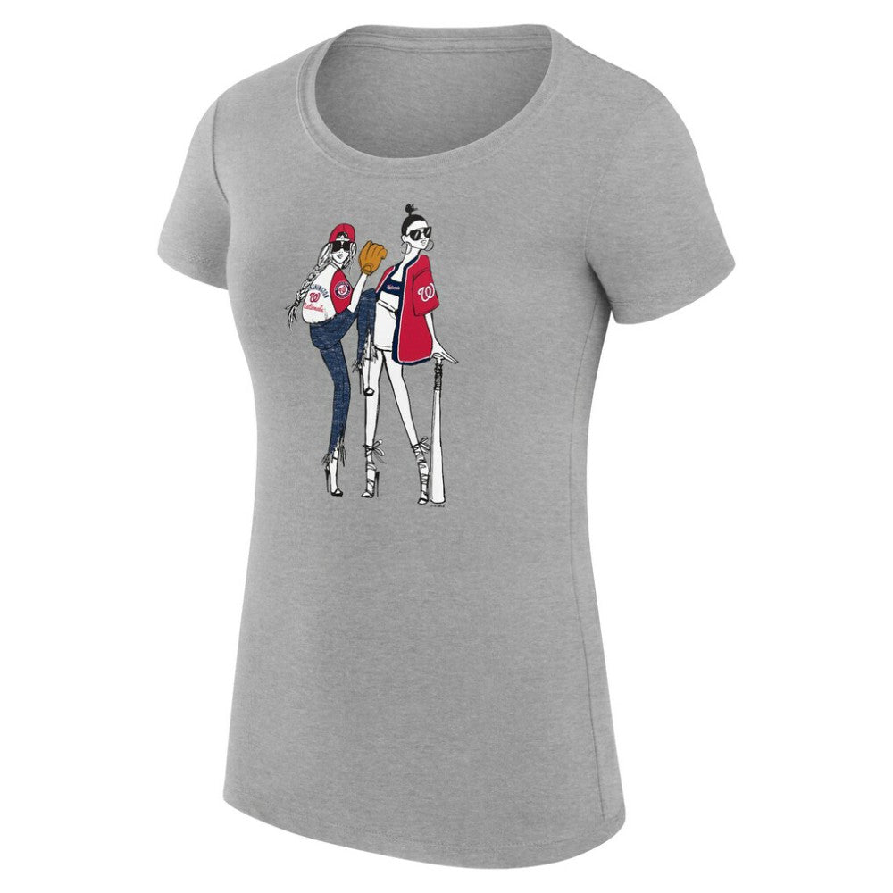 Washington Nationals G-III 4Her by Carl Banks Women's Super-Slim Fit Lightweight Baseball Girls T-Shirt - Heather Gray T-shirts