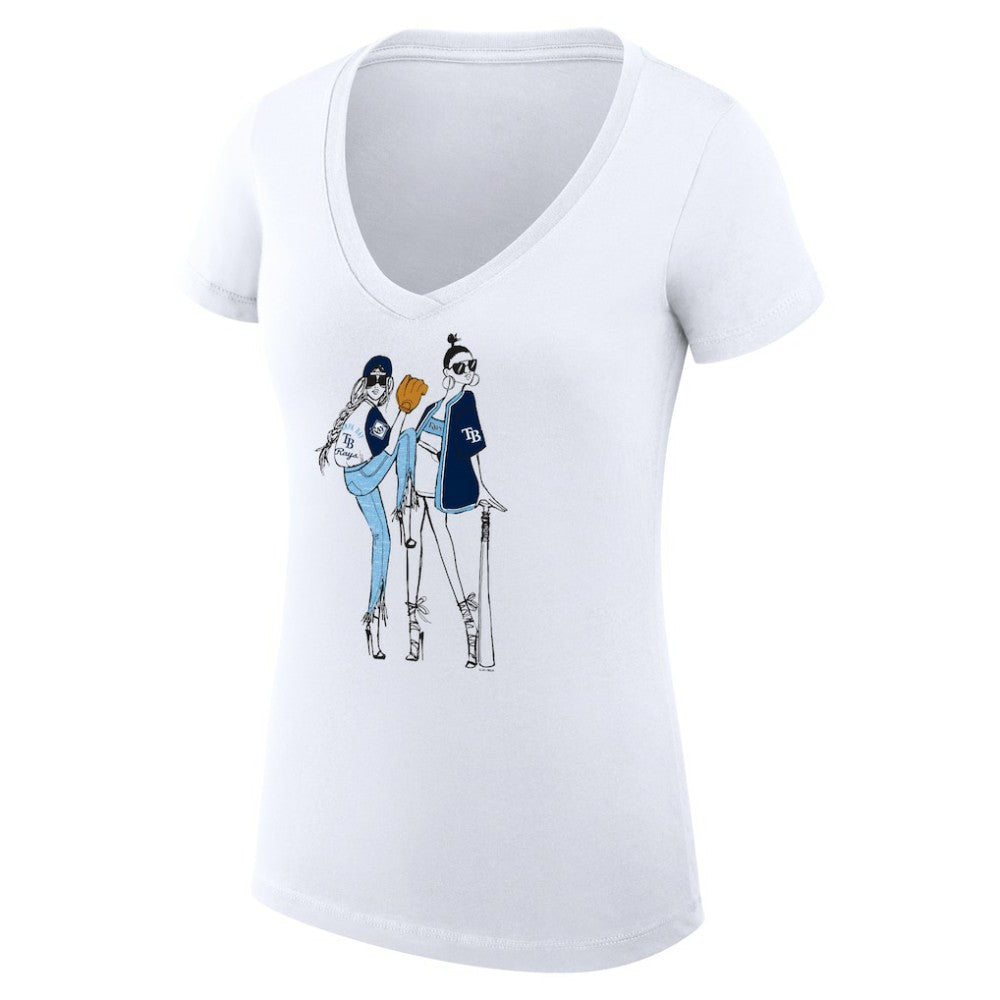 Tampa Bay Rays G-III 4Her by Carl Banks Women's Super-Slim Fit Lightweight Baseball V-Neck T-Shirt - White T-shirts