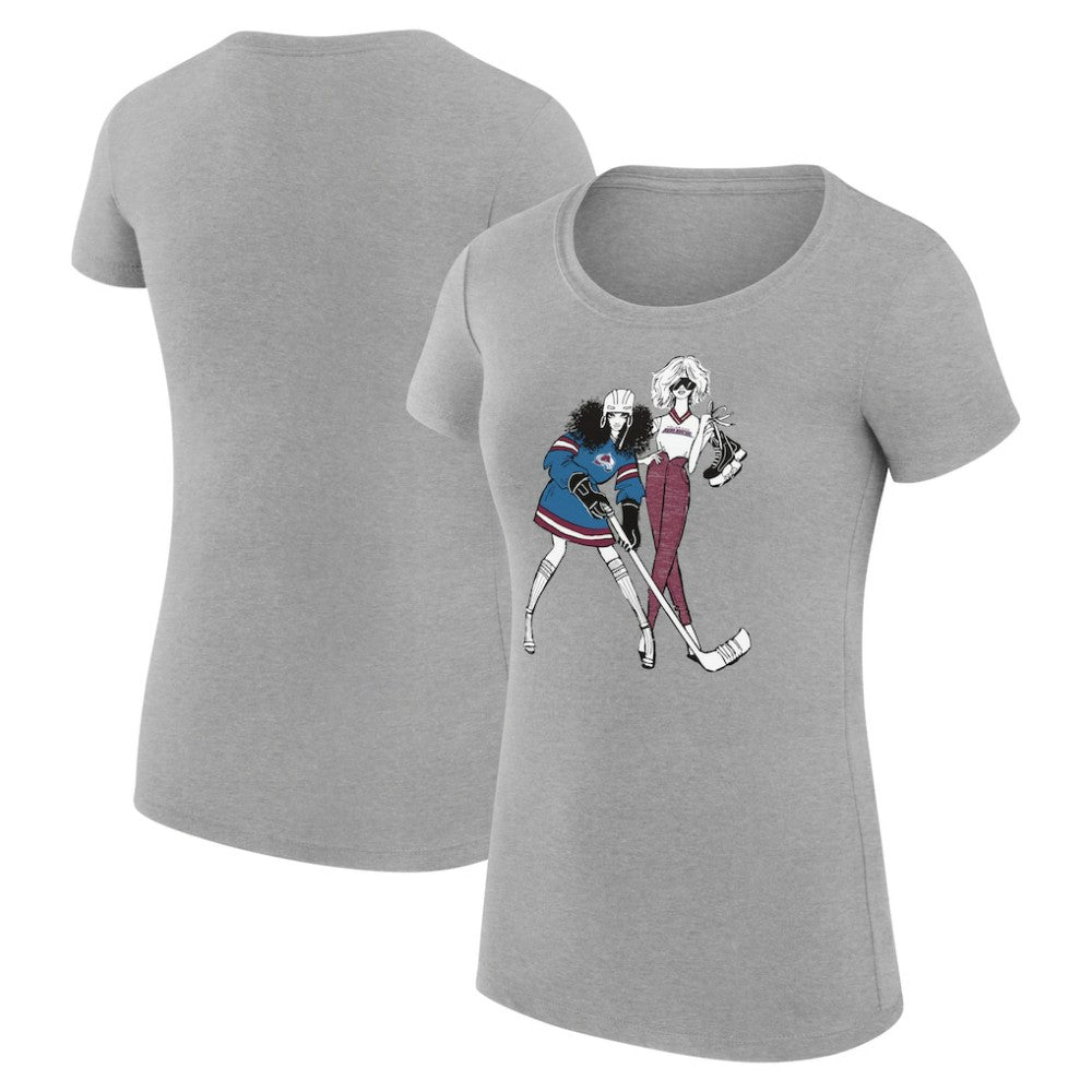 NHL Colorado Avalanche G-III 4Her by Carl Banks Women's Super-Slim Fit Lightweight Hockey Girls T-Shirt - Heather Gray