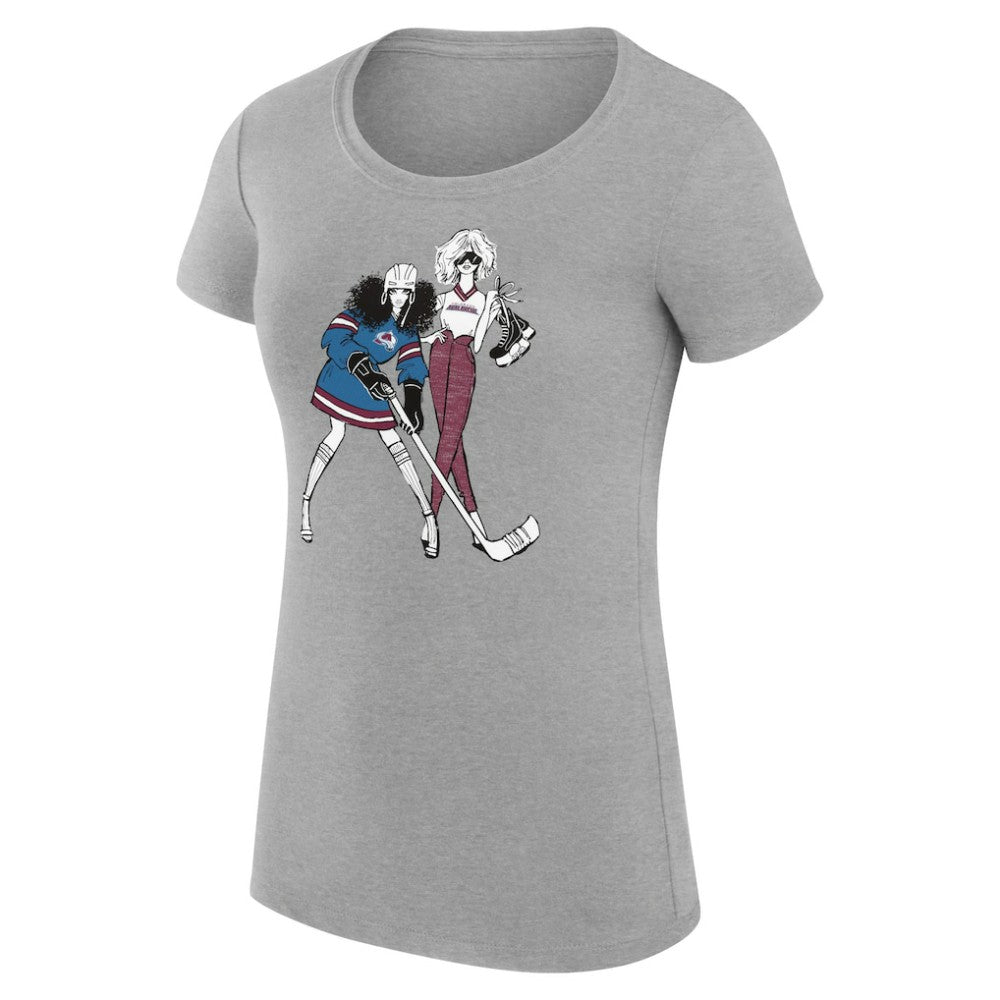 NHL Colorado Avalanche G-III 4Her by Carl Banks Women's Super-Slim Fit Lightweight Hockey Girls T-Shirt - Heather Gray