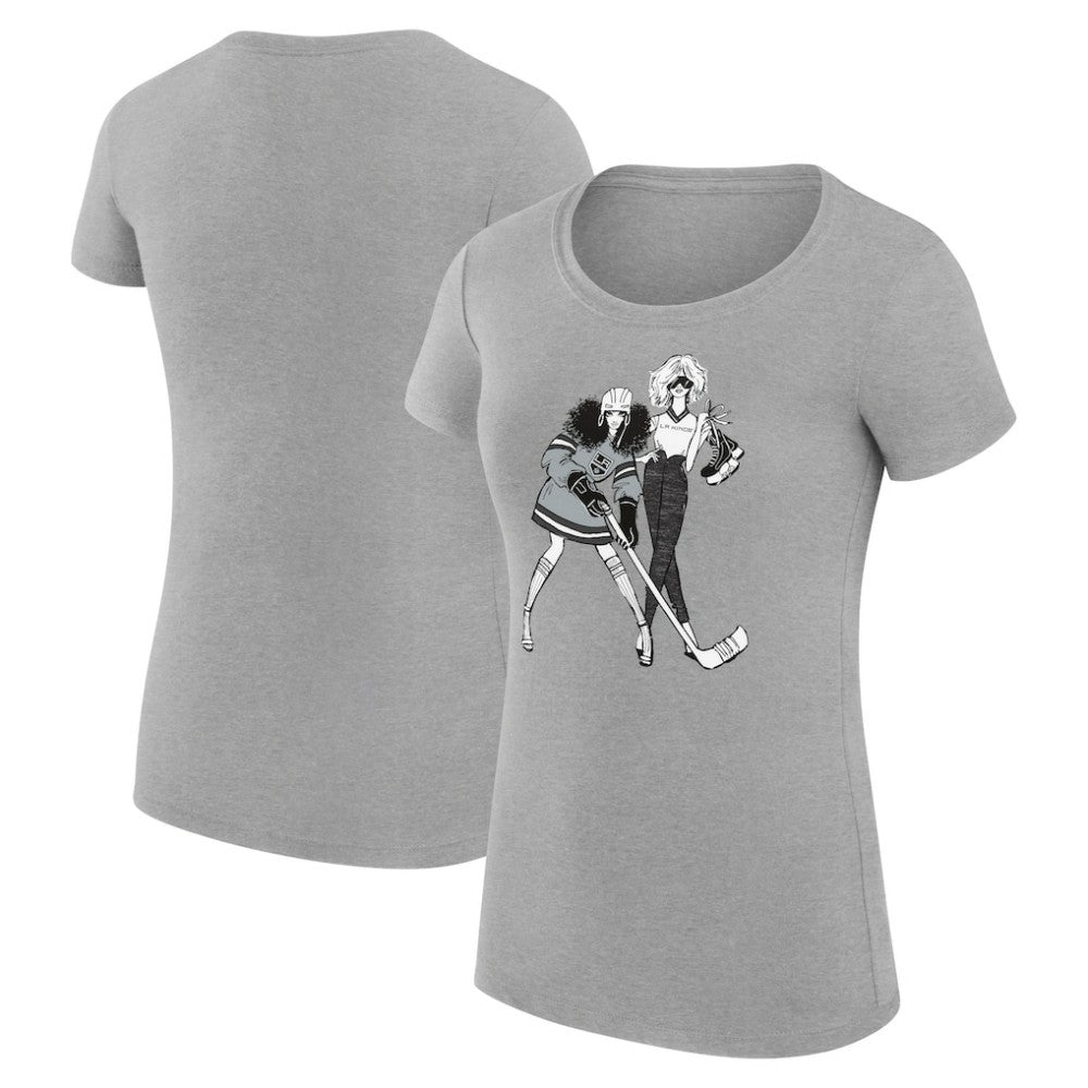 NHL Los Angeles Kings G-III 4Her by Carl Banks Women's Super-Slim Fit Lightweight Hockey Girls T-Shirt - Heather Gray
