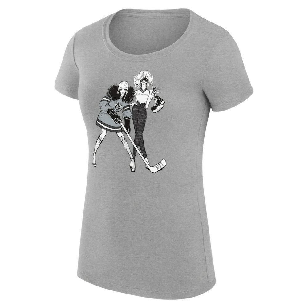 NHL Los Angeles Kings G-III 4Her by Carl Banks Women's Super-Slim Fit Lightweight Hockey Girls T-Shirt - Heather Gray