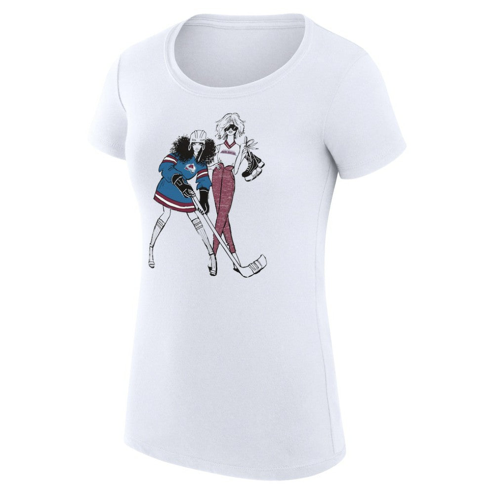 NHL Colorado Avalanche G-III 4Her by Carl Banks Women's Super-Slim Fit Lightweight Hockey Girls T-Shirt - White