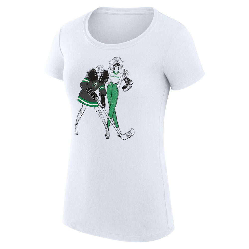NHL Dallas Stars G-III 4Her by Carl Banks Women's Super-Slim Fit Lightweight Hockey Girls T-Shirt - White