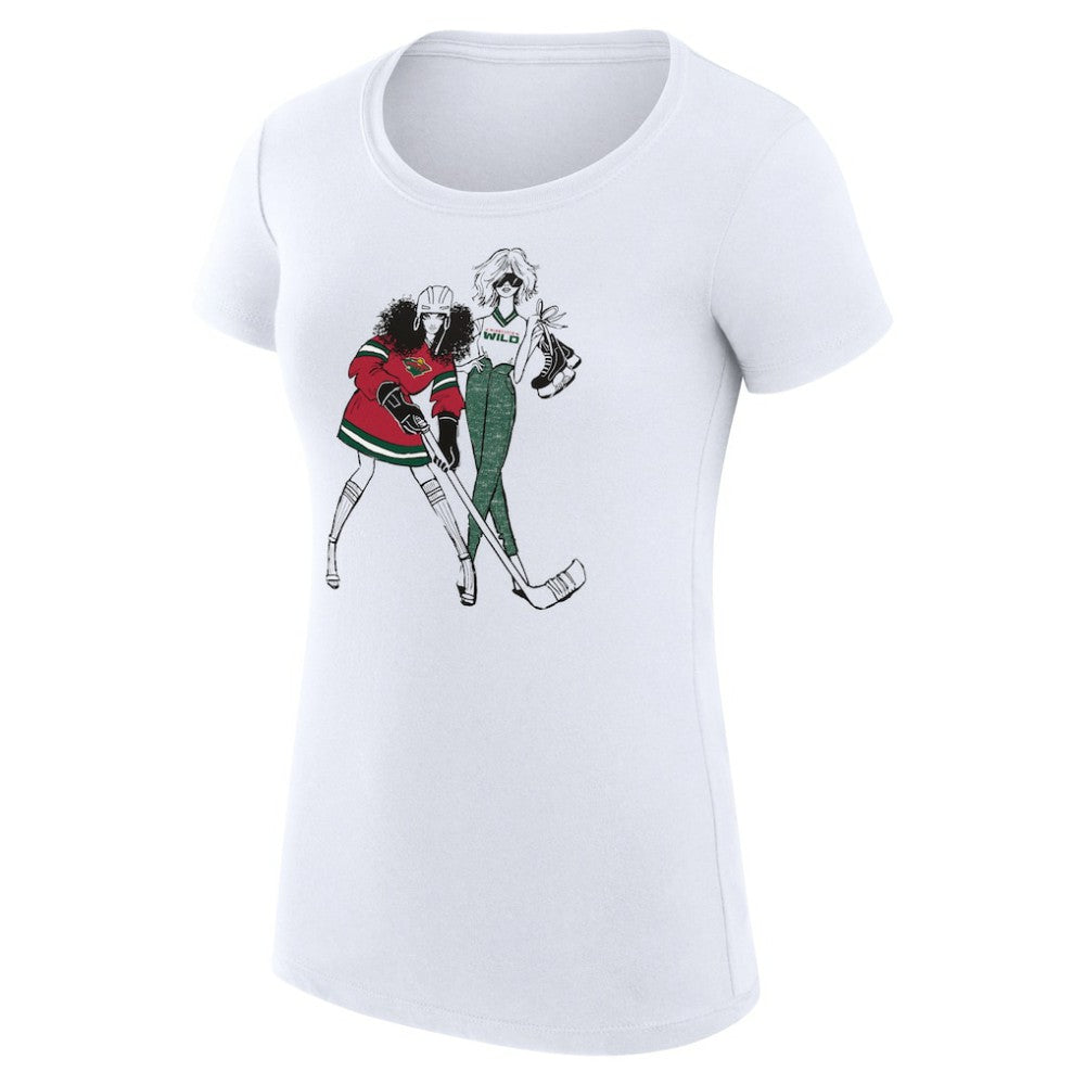 NHL Minnesota Wild G-III 4Her by Carl Banks Women's Super-Slim Fit Lightweight Hockey Girls T-Shirt - White