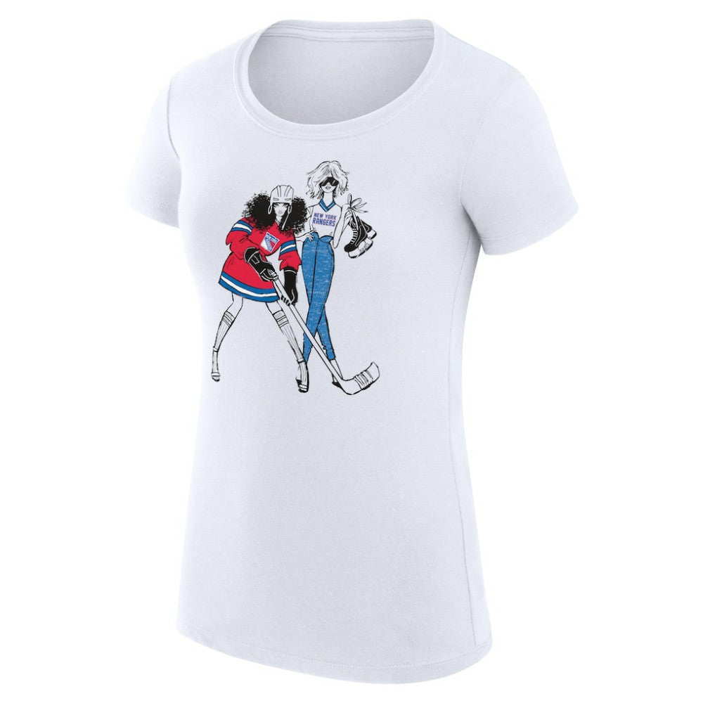 NHL New York Rangers G-III 4Her by Carl Banks Women's Super-Slim Fit Lightweight Hockey Girls T-Shirt - White