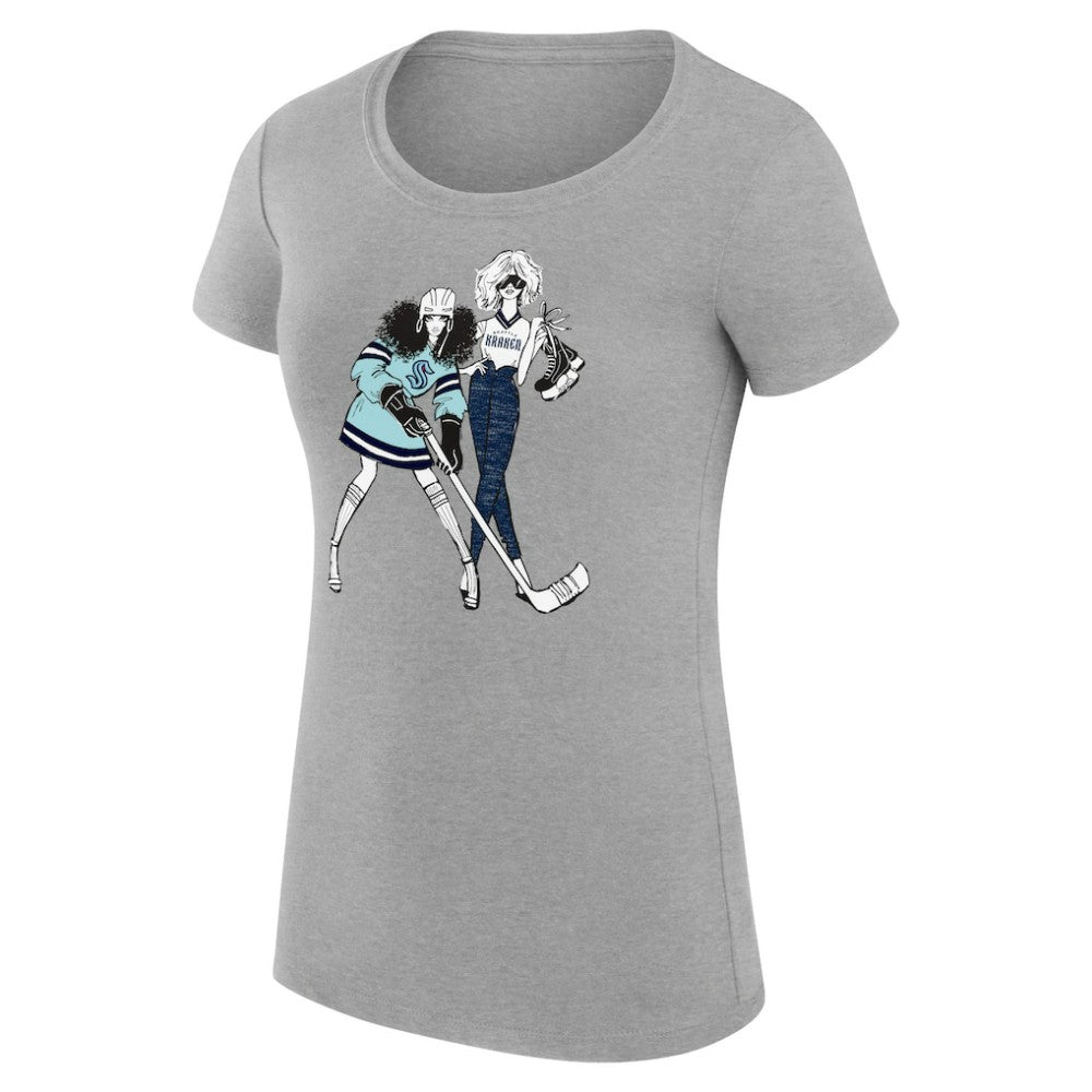 NHL Seattle Kraken G-III 4Her by Carl Banks Women's Super-Slim Fit Lightweight Hockey Girls T-Shirt - Heather Gray