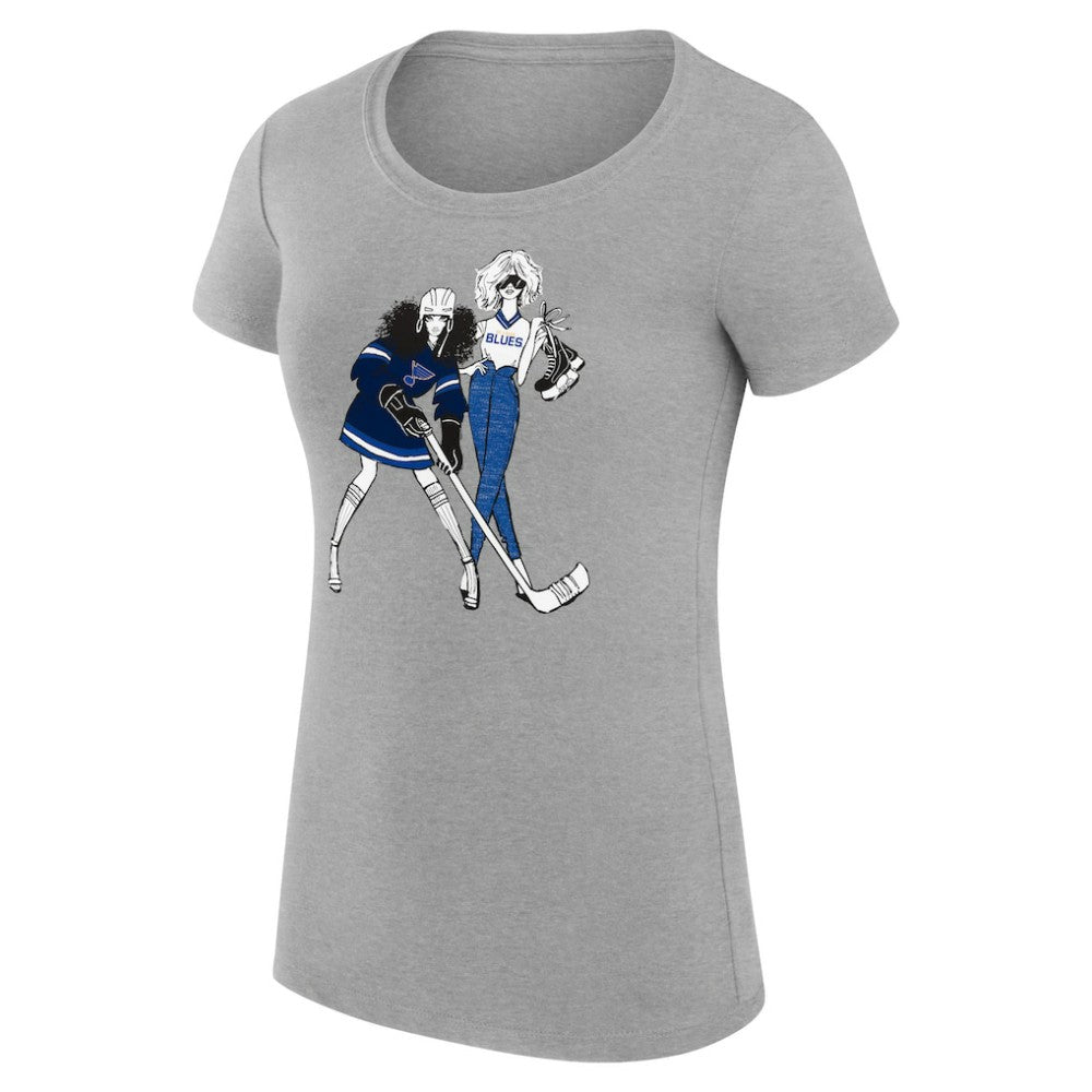 NHL St. Louis Blues G-III 4Her by Carl Banks Women's Super-Slim Fit Lightweight Hockey Girls T-Shirt - Heather Gray