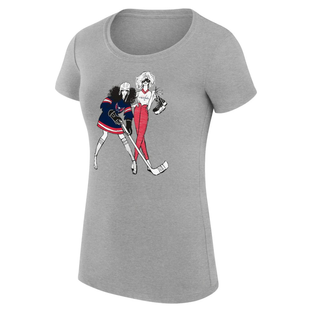 NHL Washington Capitals G-III 4Her by Carl Banks Women's Super-Slim Fit Lightweight Hockey Girls T-Shirt - Heather Gray