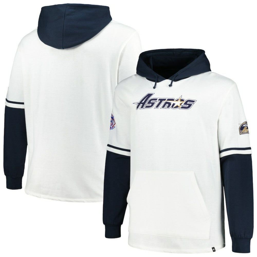 Houston Astros '47 Big & Tall Trifecta Shortstop Pullover Hoodie - White/Navy Hoodies