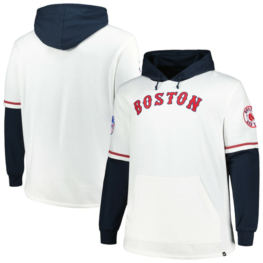 Boston Red Sox '47 Big & Tall Trifecta Shortstop Pullover Hoodie - White/Navy Hoodies