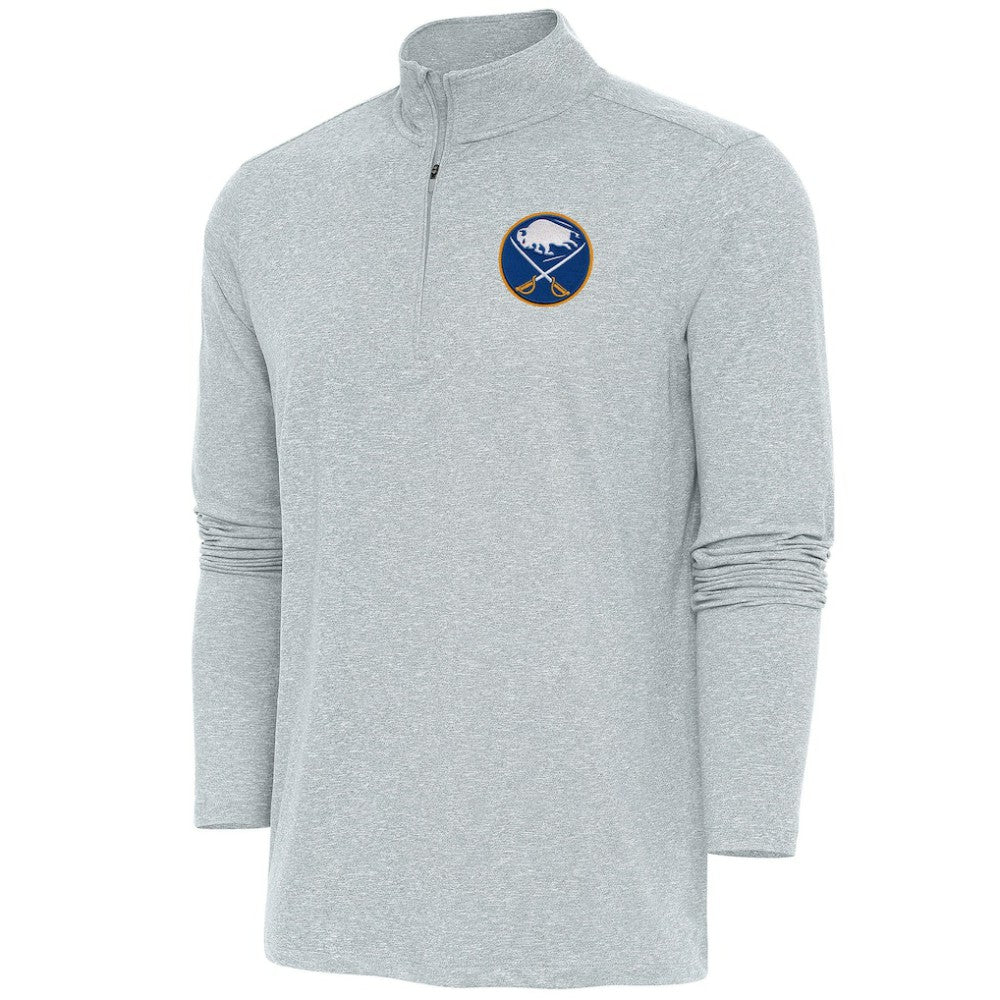 NHL Buffalo Sabres Antigua Hunk Quarter-Zip Pullover Top - Heather Gray