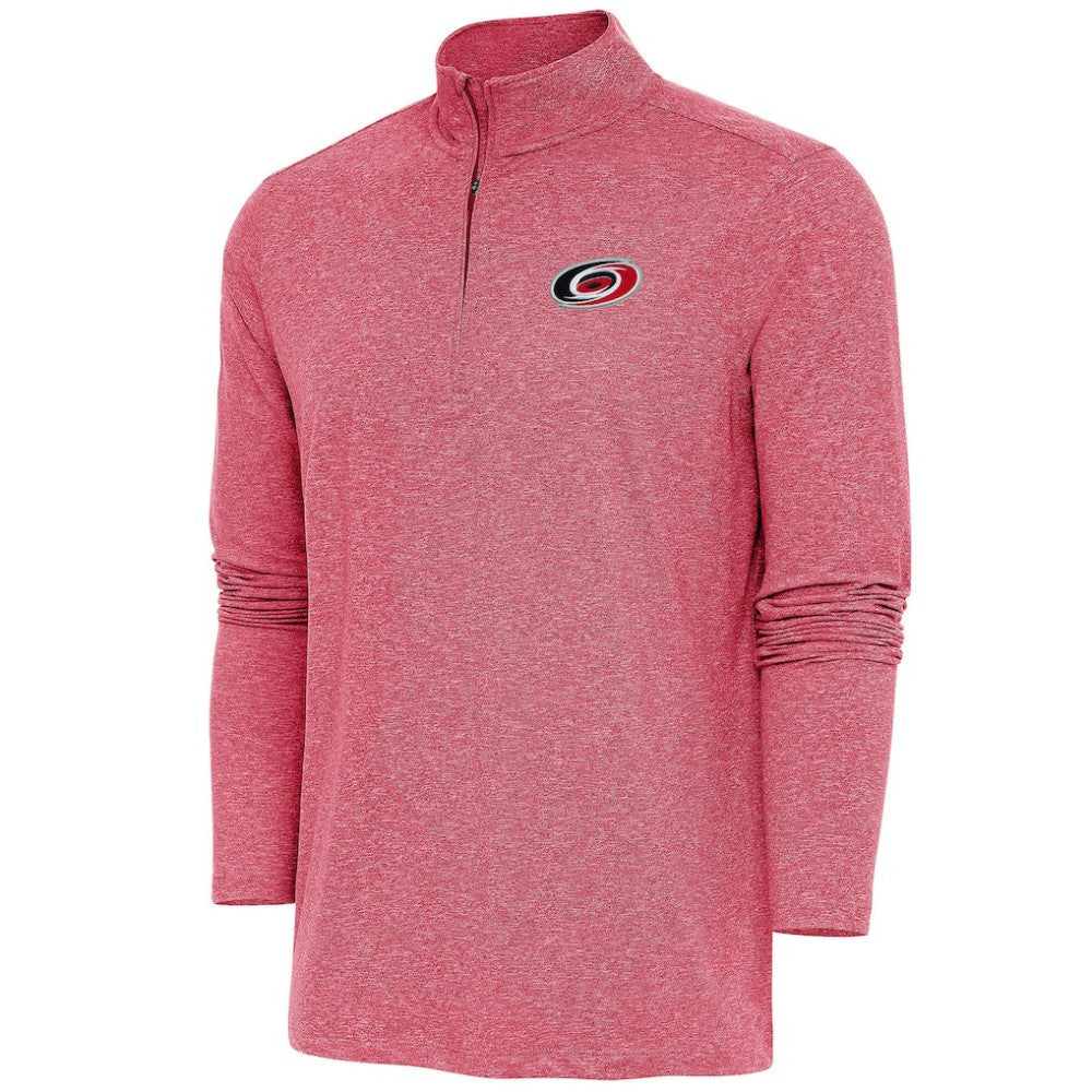 NHL Carolina Hurricanes Antigua Hunk Quarter-Zip Pullover Top - Heather Red