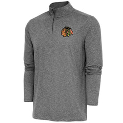 NHL Chicago Blackhawks Antigua Hunk Quarter-Zip Pullover Top - Heather Black