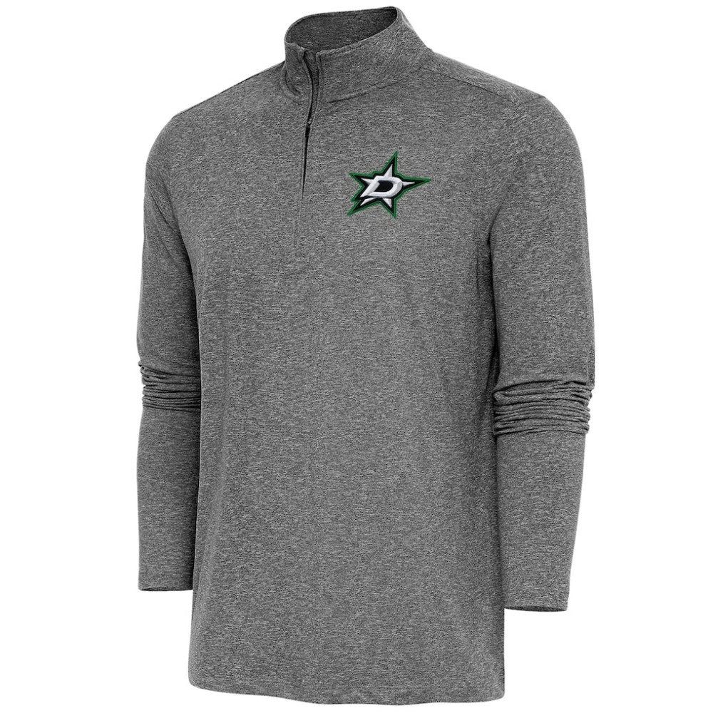 NHL Dallas Stars Antigua Hunk Quarter-Zip Pullover Top - Heather Black