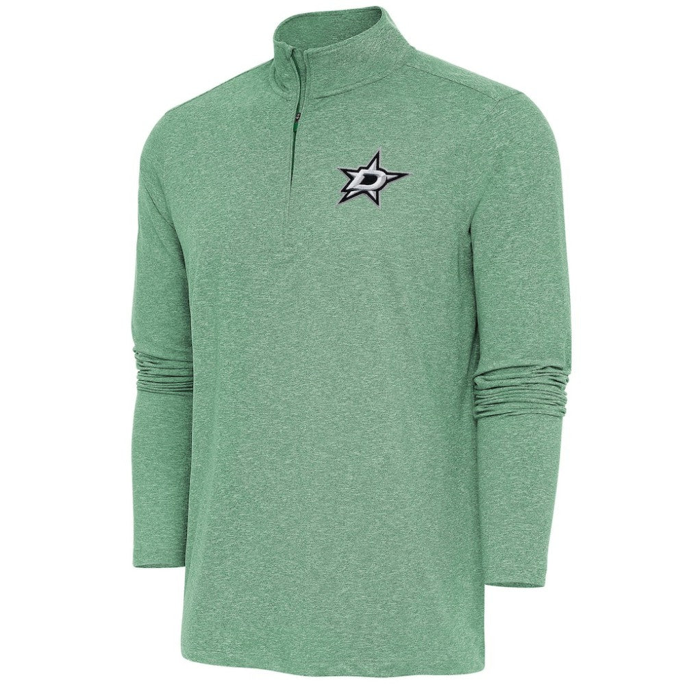 NHL Dallas Stars Antigua Hunk Quarter-Zip Pullover Top - Heather Hunter Green