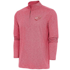 NHL Detroit Red Wings Antigua Hunk Quarter-Zip Pullover Top - Heather Red