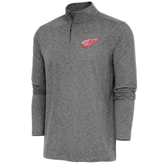 NHL Detroit Red Wings Antigua Hunk Quarter-Zip Pullover Top - Heather Black