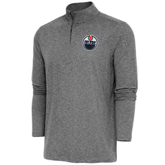 NHL Edmonton Oilers Antigua Hunk Quarter-Zip Pullover Top - Heather Black