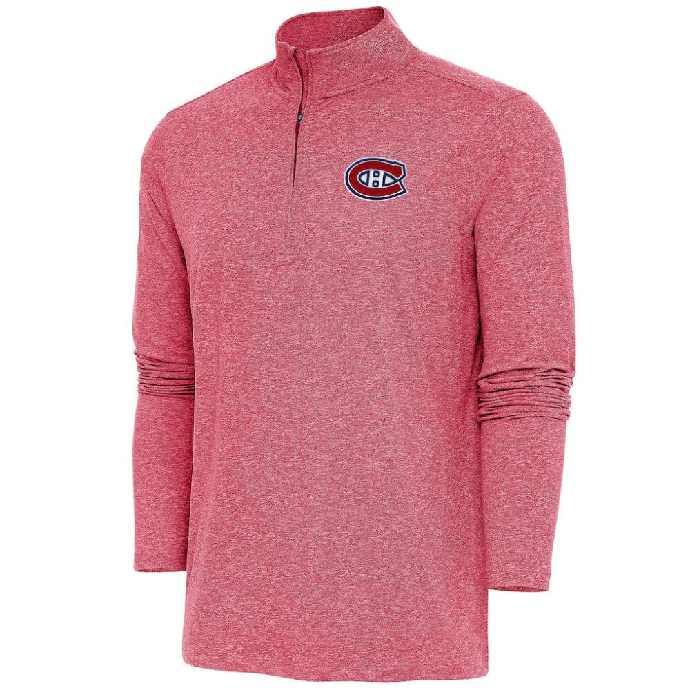 NHL Montreal Canadiens Antigua Hunk Quarter-Zip Pullover Top - Heather Red