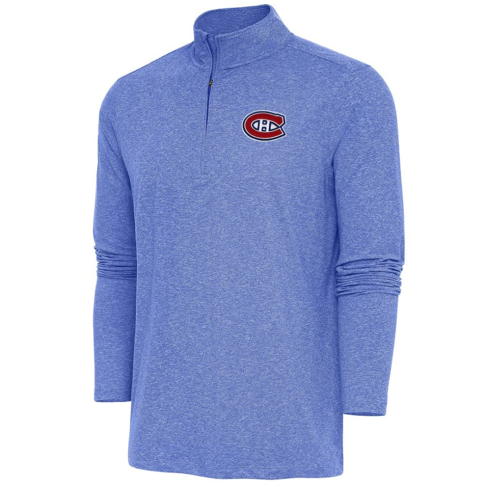 NHL Montreal Canadiens Antigua Hunk Quarter-Zip Pullover Top - Heather Royal