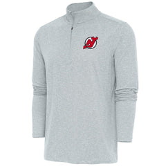 NHL New Jersey Devils Antigua Hunk Quarter-Zip Pullover Top - Heather Gray