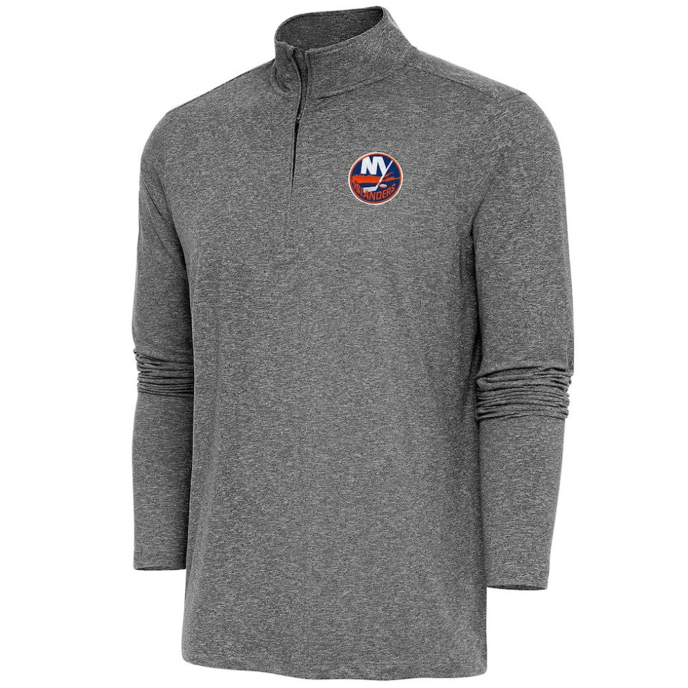 NHL New York Islanders Antigua Hunk Quarter-Zip Pullover Top - Heather Black