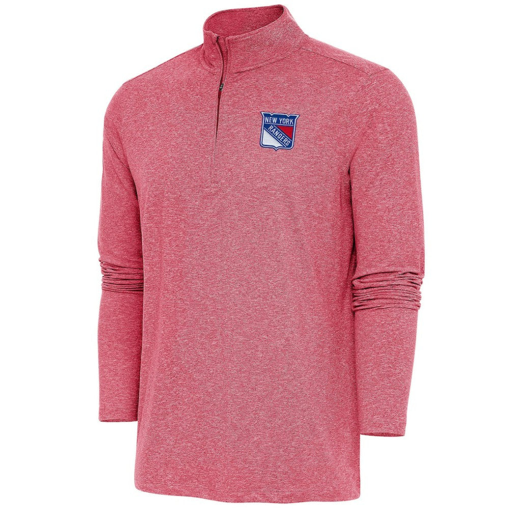 NHL New York Rangers Antigua Hunk Quarter-Zip Pullover Top - Heather Red