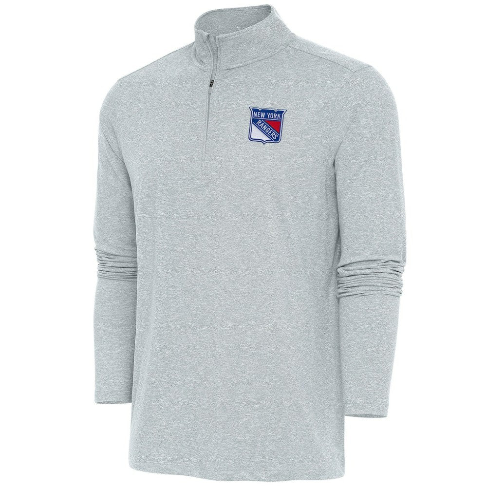 NHL New York Rangers Antigua Hunk Quarter-Zip Pullover Top - Heather Gray