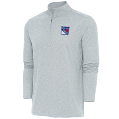 NHL New York Rangers Antigua Hunk Quarter-Zip Pullover Top - Heather Gray