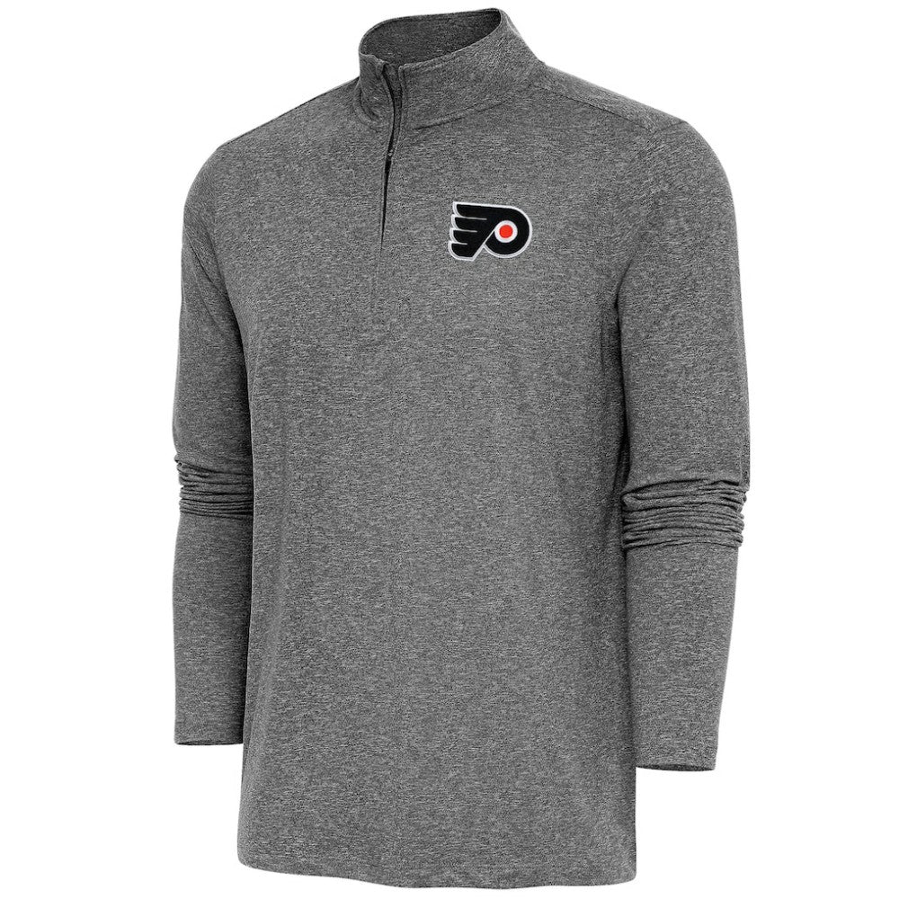 NHL Philadelphia Flyers Antigua Hunk Quarter-Zip Pullover Top - Heather Black