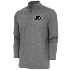NHL Philadelphia Flyers Antigua Hunk Quarter-Zip Pullover Top - Heather Black