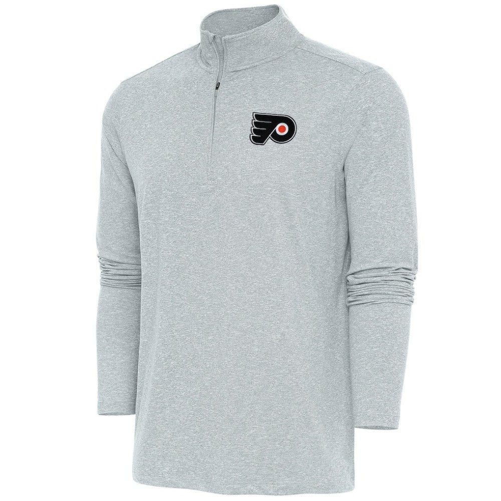 NHL Philadelphia Flyers Antigua Hunk Quarter-Zip Pullover Top - Heather Gray