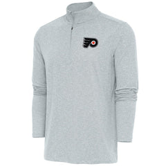 NHL Philadelphia Flyers Antigua Hunk Quarter-Zip Pullover Top - Heather Gray