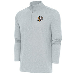 NHL Pittsburgh Penguins Antigua Hunk Quarter-Zip Pullover Top - Heather Gray