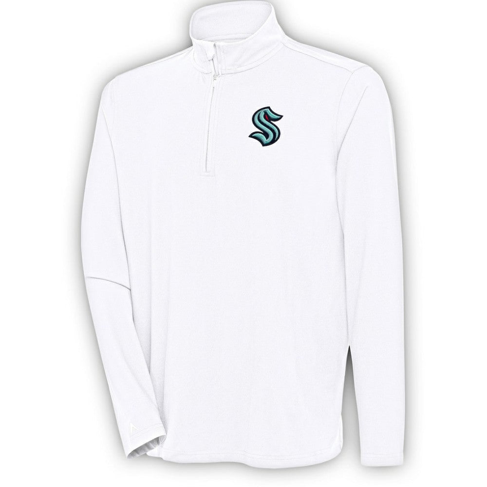 NHL Seattle Kraken Antigua Hunk Quarter-Zip Pullover Top - White